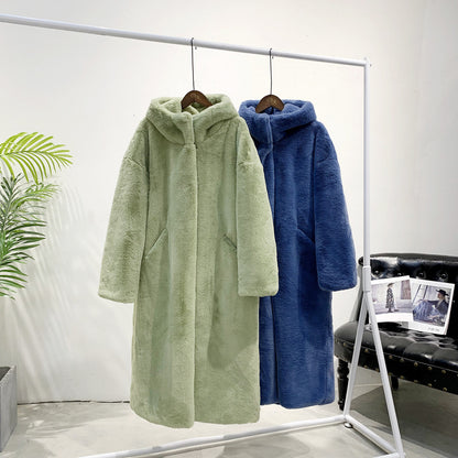 Winter Artificial Fur Warm Overcoat for Women