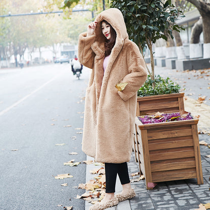Winter Artificial Fur Warm Overcoat for Women