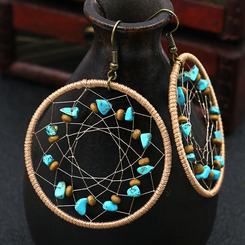 Vintage Bohemian Dreamcatcher Drop Earrings for Women