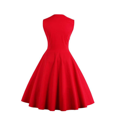 Women Vintage Sleeveless Midi Length Dresses-STYLEGOING