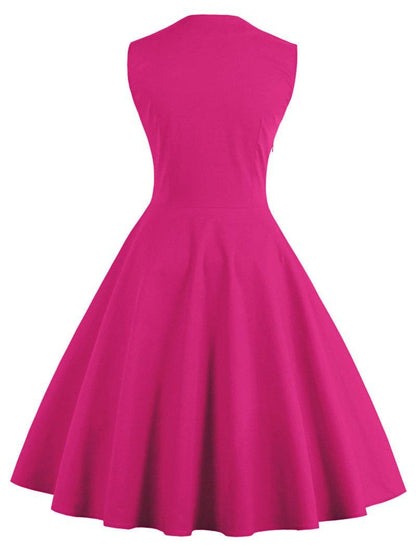 Women Vintage Sleeveless Midi Length Dresses-STYLEGOING
