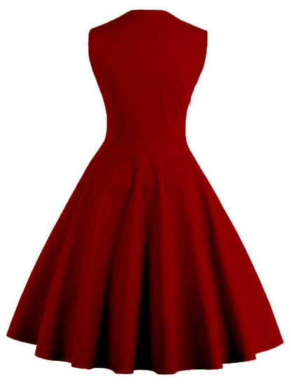 Women Vintage Sleeveless Midi Length Dresses-STYLEGOING