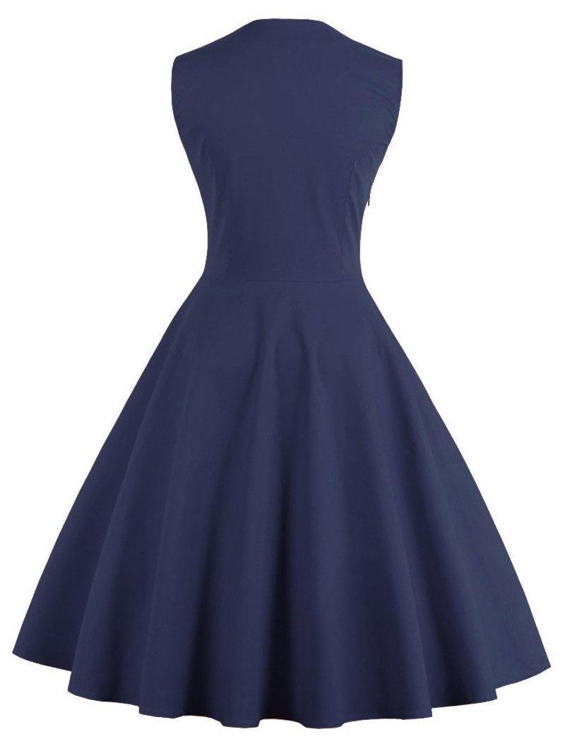 Women Vintage Sleeveless Midi Length Dresses-STYLEGOING