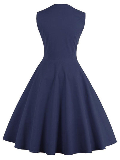 Women Vintage Sleeveless Midi Length Dresses-STYLEGOING