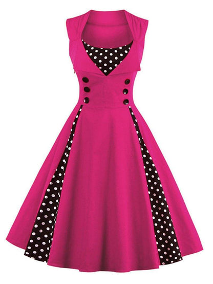 Women Vintage Sleeveless Midi Length Dresses-STYLEGOING