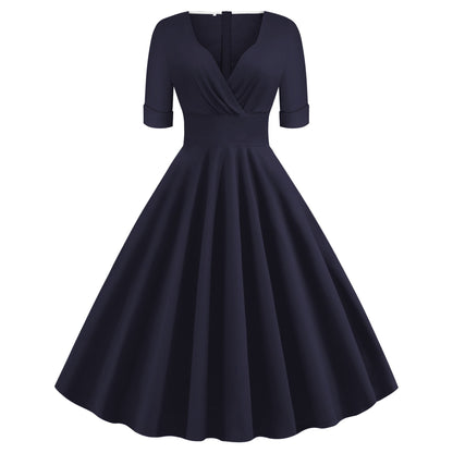 Vintage Short Sleeves V Neck Ball Dresses-STYLEGOING
