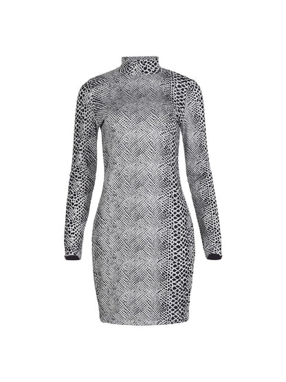 Sexy Snake Print Long Sleeves Sheath Dresses