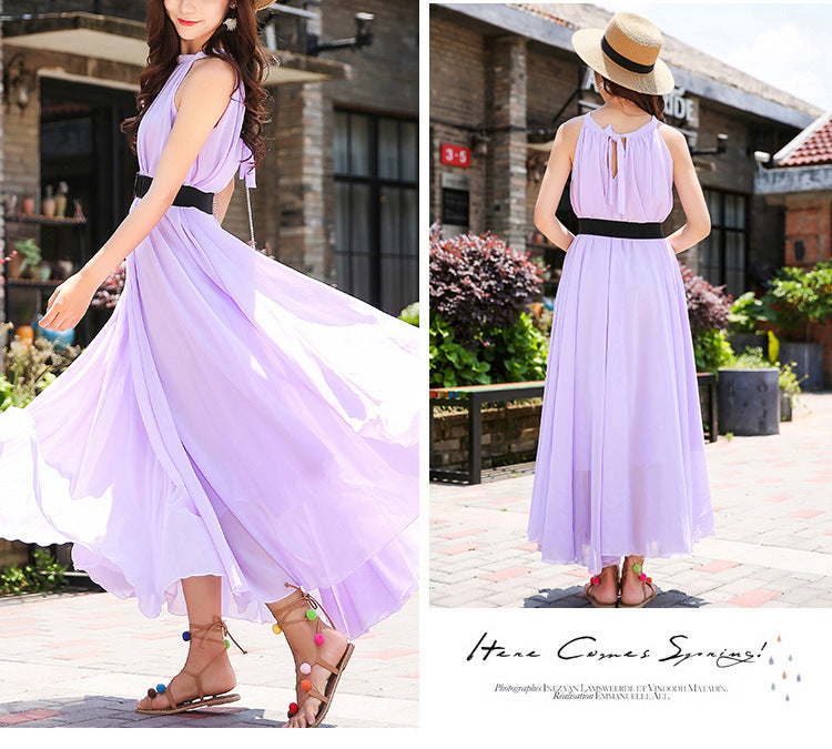 Summer Chiffon Sleeveless Beach Dresses for Holiday