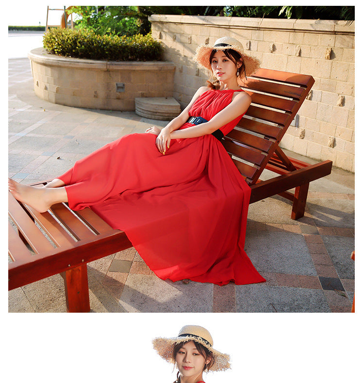 Summer Chiffon Sleeveless Beach Dresses for Holiday