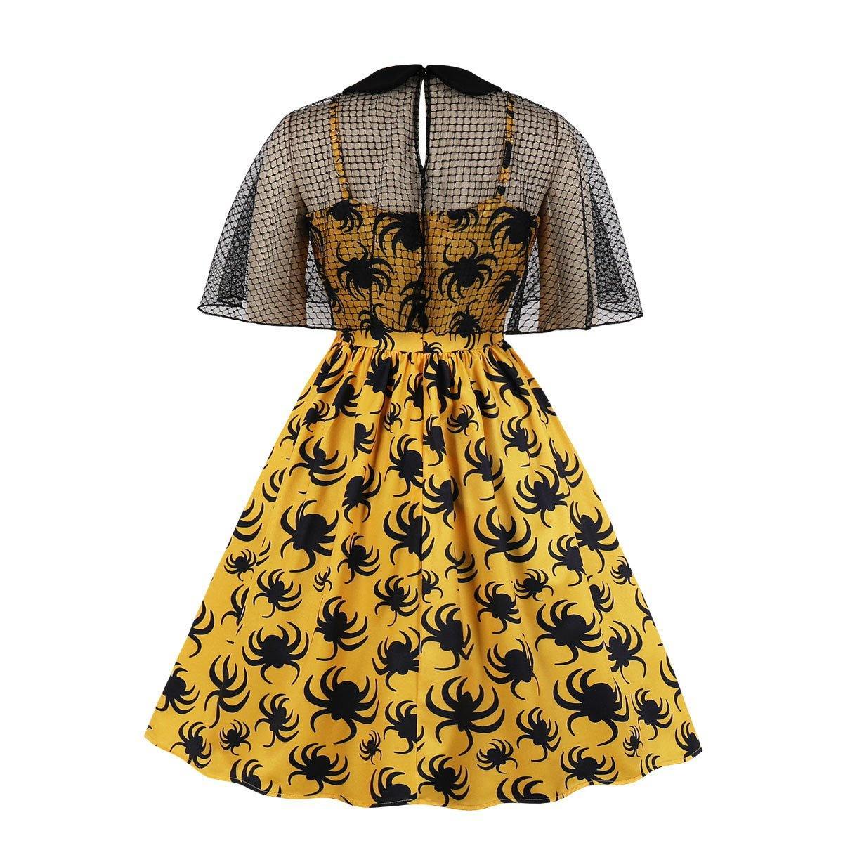 Retro Women Floral Print Net Dresses-STYLEGOING