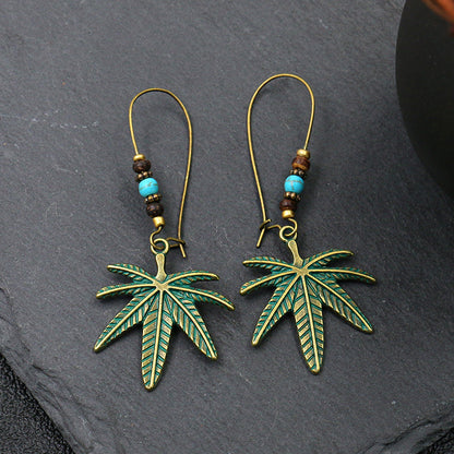 Vintage Leaf Design Bohemian Drop Earrings