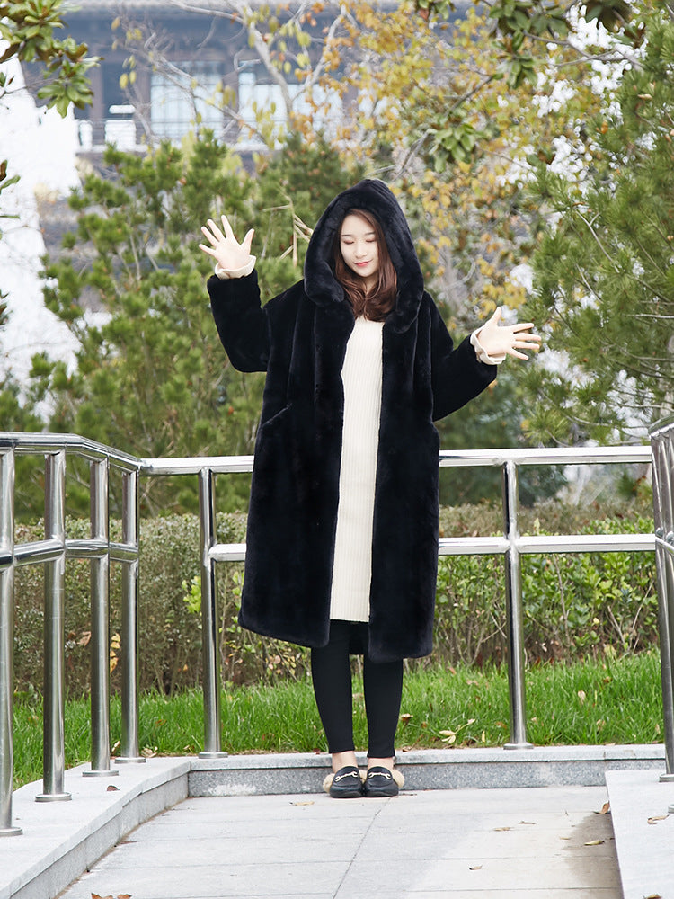 Winter Artificial Fur Warm Overcoat for Women