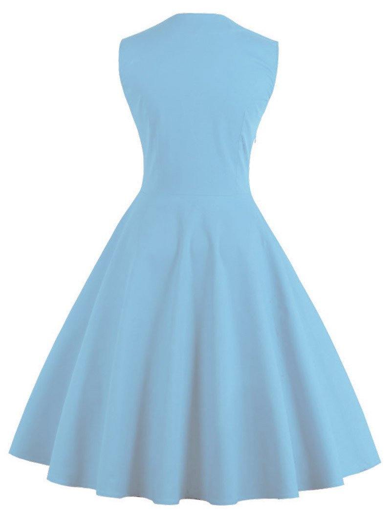 Women Vintage Sleeveless Midi Length Dresses-STYLEGOING
