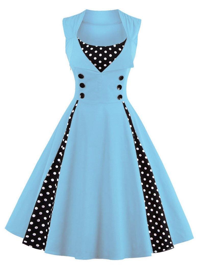 Women Vintage Sleeveless Midi Length Dresses-STYLEGOING