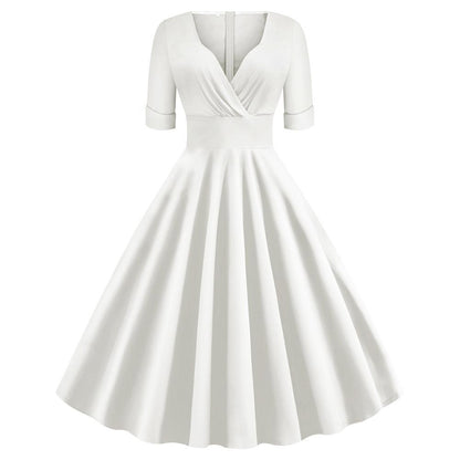 Vintage Short Sleeves V Neck Ball Dresses-STYLEGOING