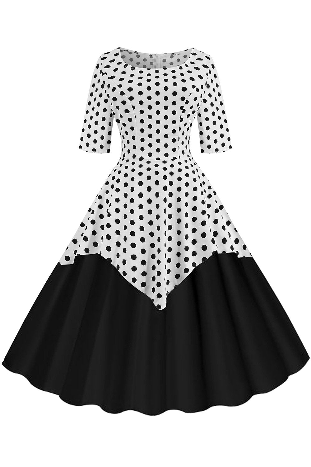 Round Neck Half Sleeves Vintage Dresses-STYLEGOING