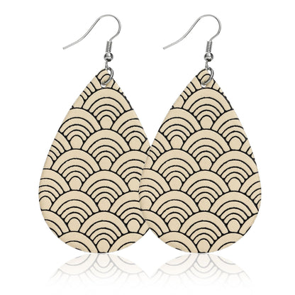 Water Drop Designed Leopare Print Earrings for Women