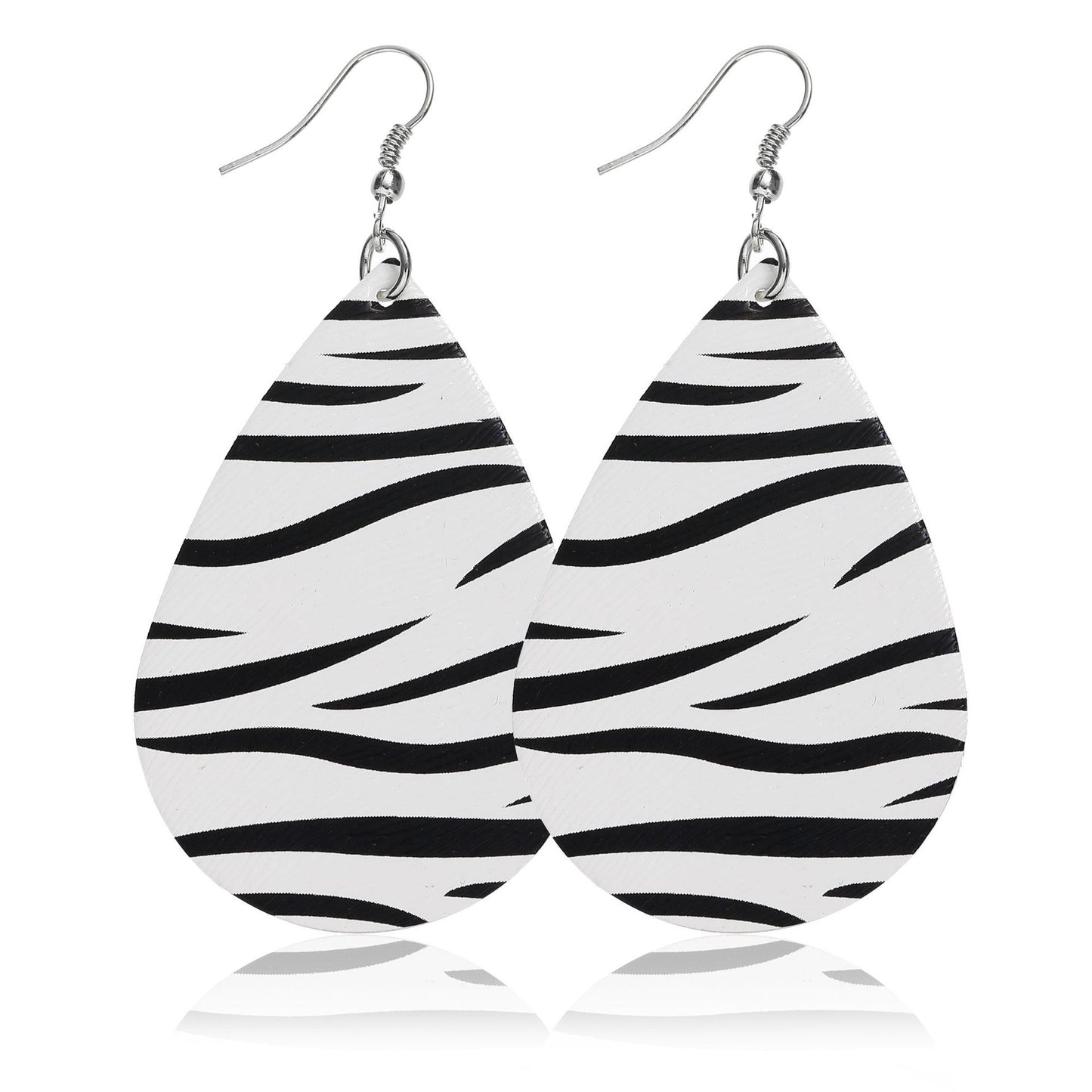 Water Drop Designed Leopare Print Earrings for Women