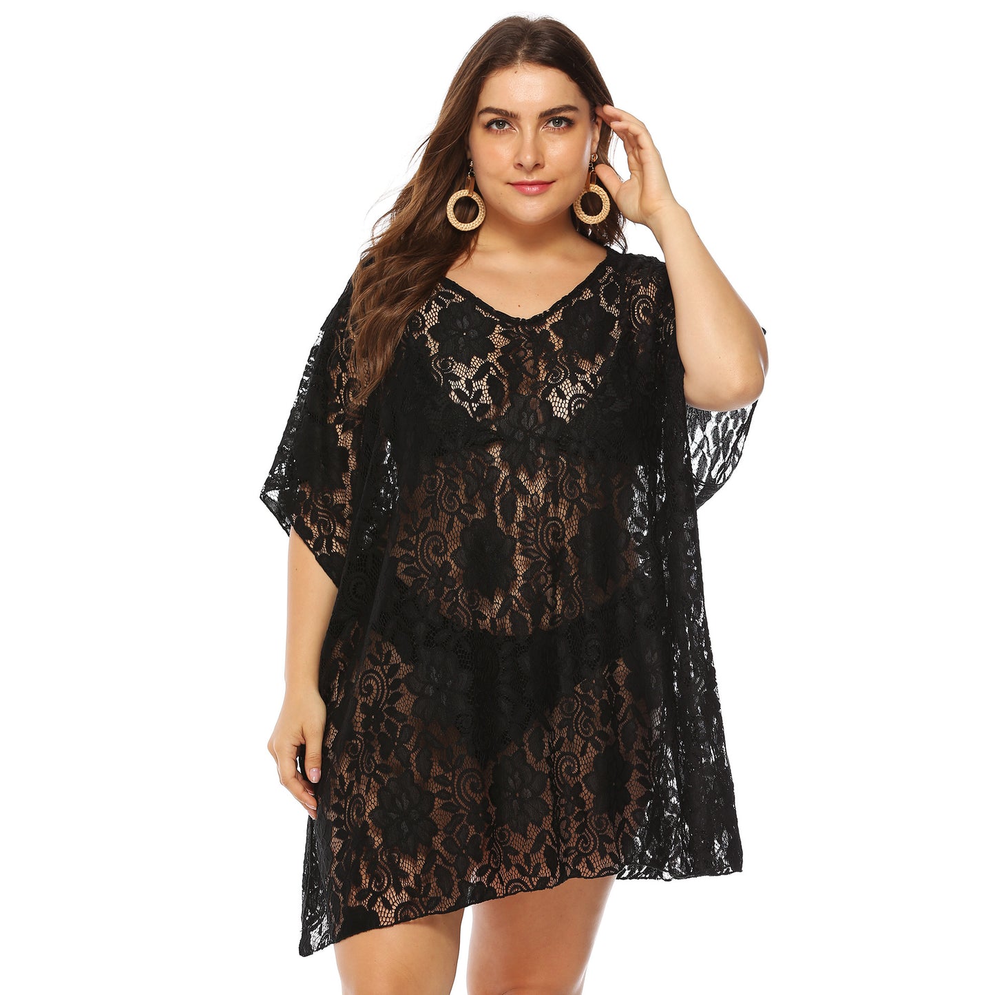 Sexy Lace See Through Plus Sizes Summer Beach Cover Ups