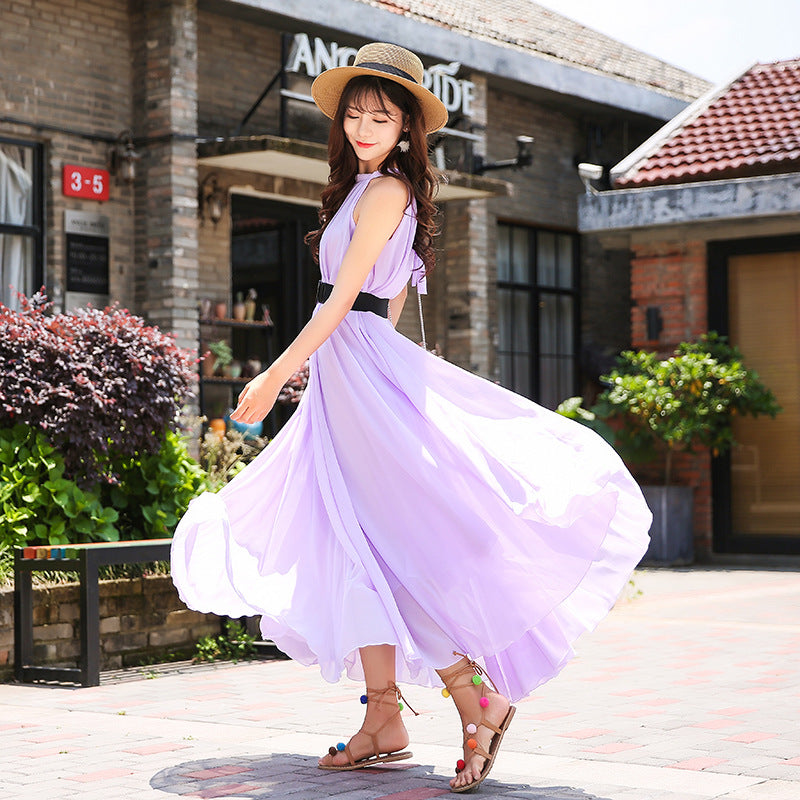 Summer Chiffon Sleeveless Beach Dresses for Holiday