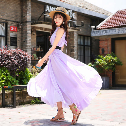 Summer Chiffon Sleeveless Beach Dresses for Holiday