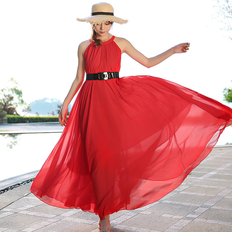 Summer Chiffon Sleeveless Beach Dresses for Holiday