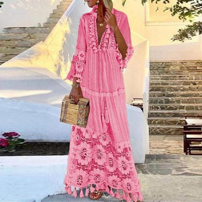 Tassel Summer Beach Bohemia Long Dresses-STYLEGOING