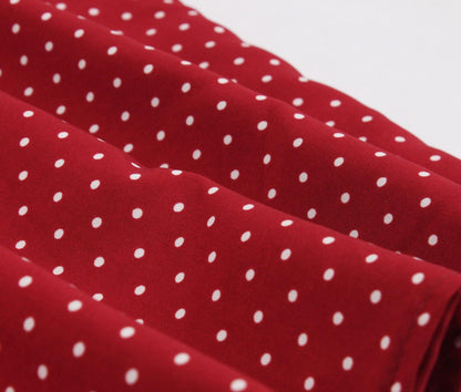 Women Sleeveless V Neck Dot Print Vintage Dresses with Buttons-STYLEGOING
