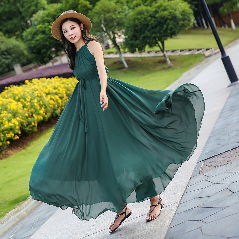 Summer Chiffon Sleeveless Beach Dresses for Holiday