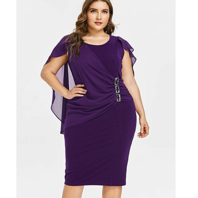 Chiffon Women Cape Plus Sizes Dresses