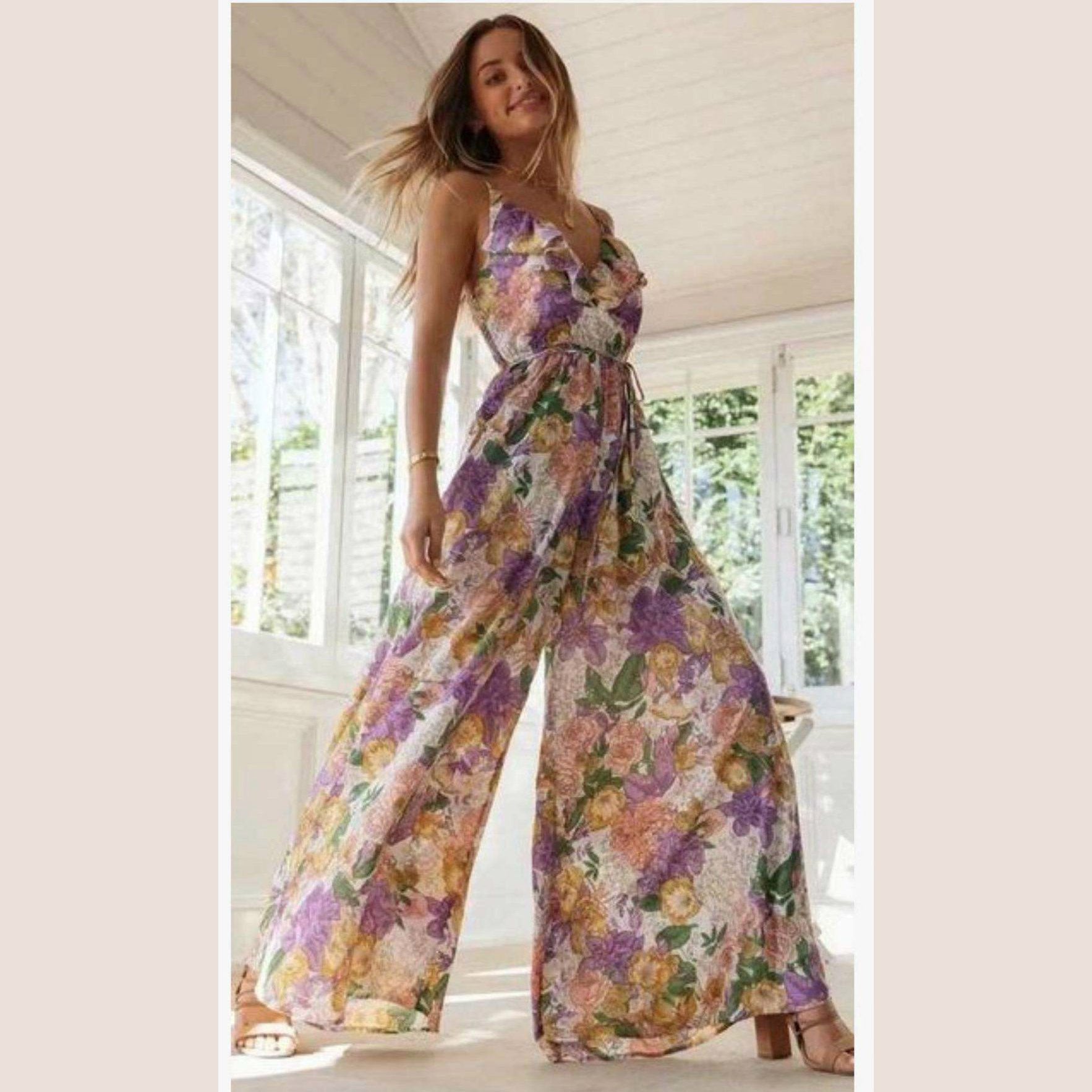 Summer Ruffed Lace Up Jumpsuits-STYLEGOING