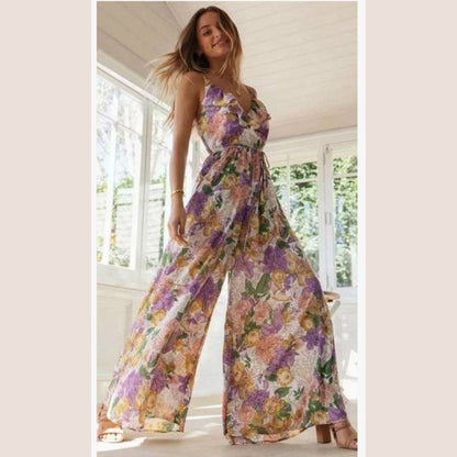 Summer Ruffed Lace Up Jumpsuits-STYLEGOING