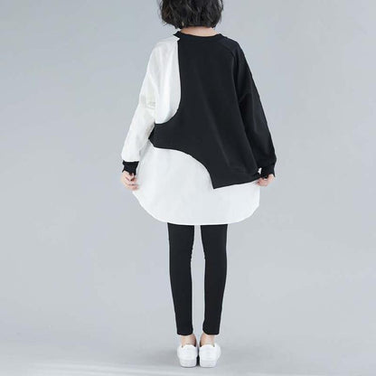 Women Irregular Black&White Cozy Dresses-STYLEGOING