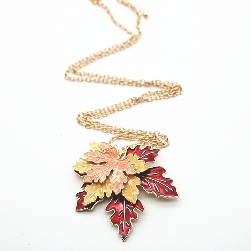Vintage 3D Maple Leaves Necklaces and Brooch