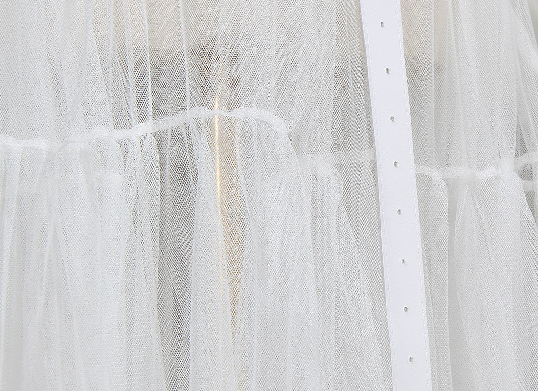 Designed Tulle Contrast High Waist Women Long Shirt Dresses