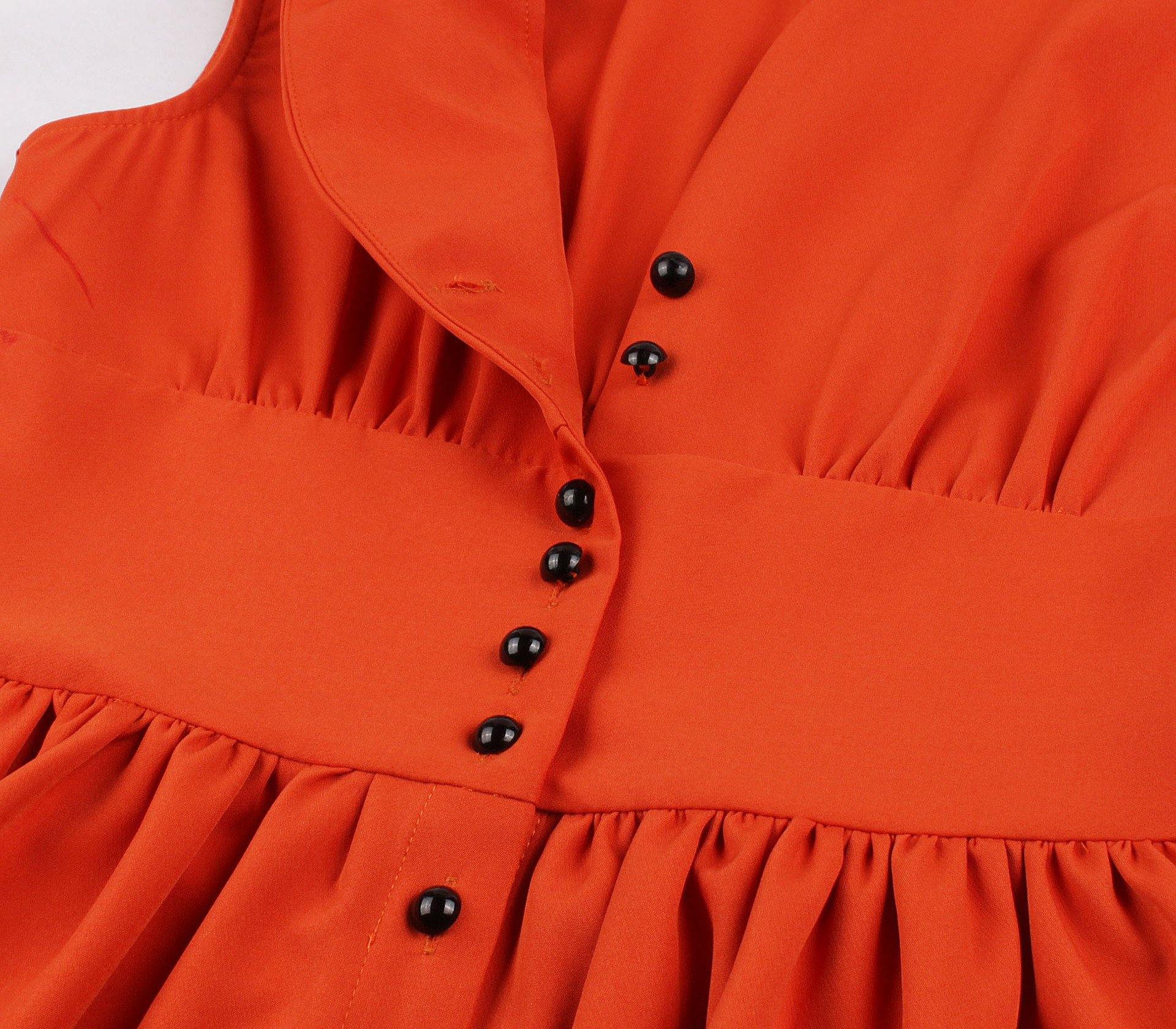 Vintage Button Floral Print High Waist Dresses-STYLEGOING