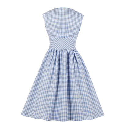 Vintage Button Floral Print High Waist Dresses-STYLEGOING