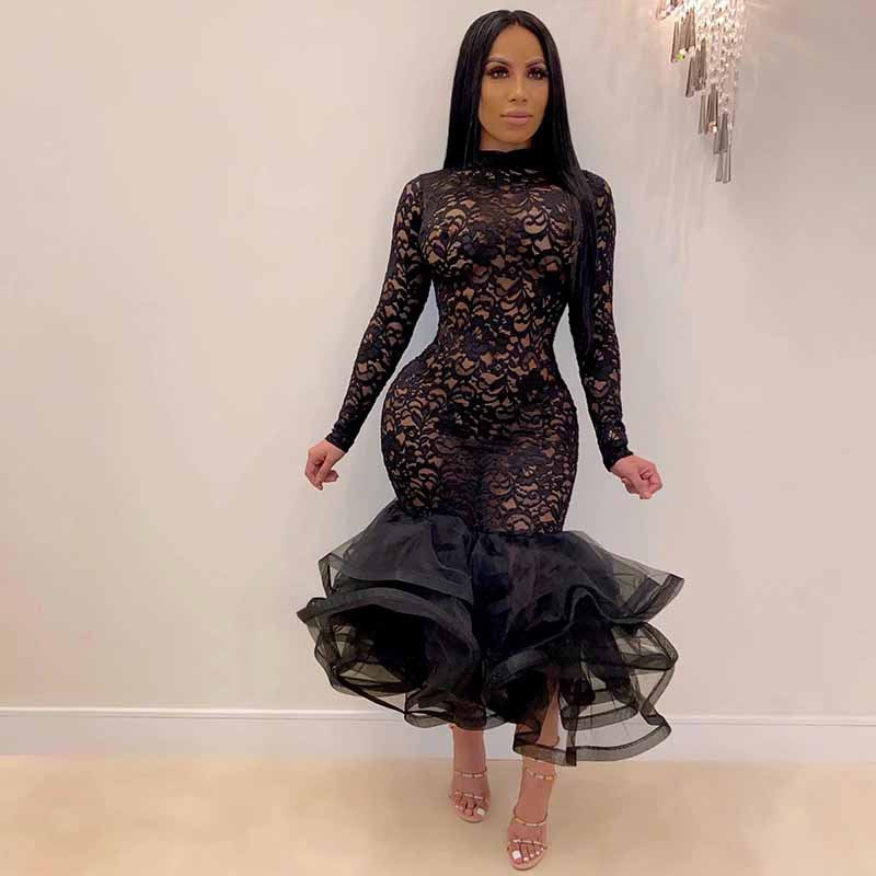 Sexy Lace Hollow Out Night Party Dresses