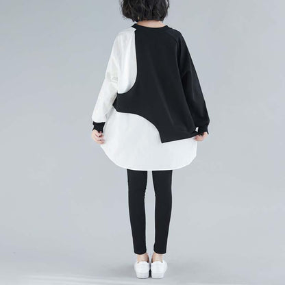 Women Irregular Black&White Cozy Dresses-STYLEGOING