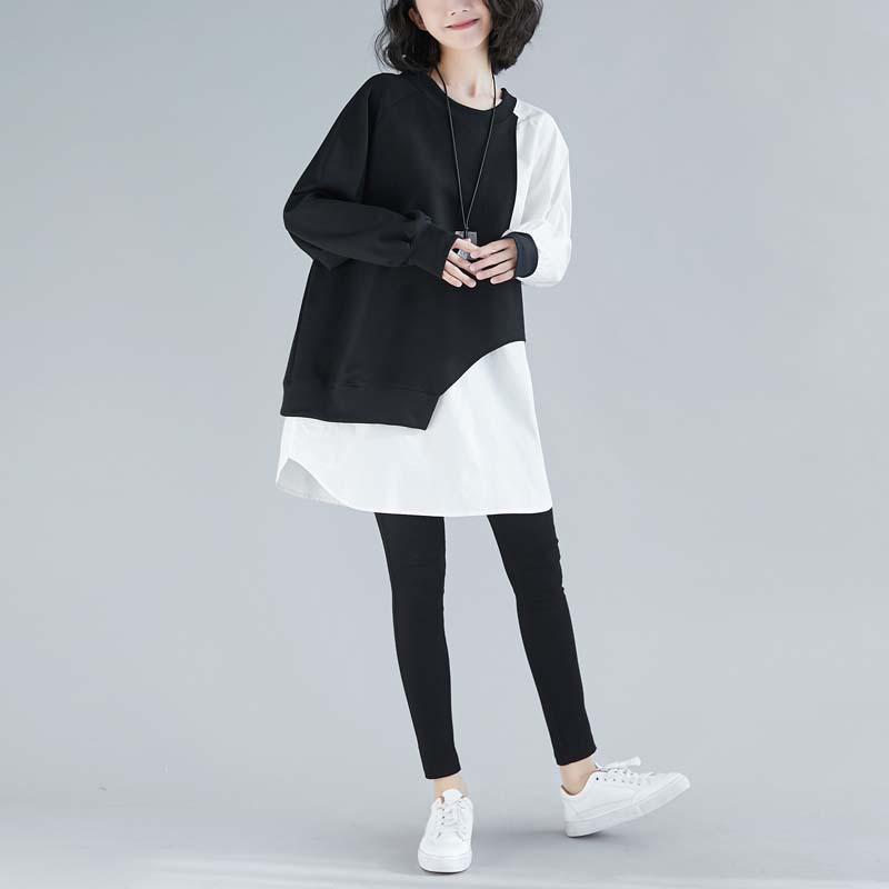 Women Irregular Black&White Cozy Dresses-STYLEGOING