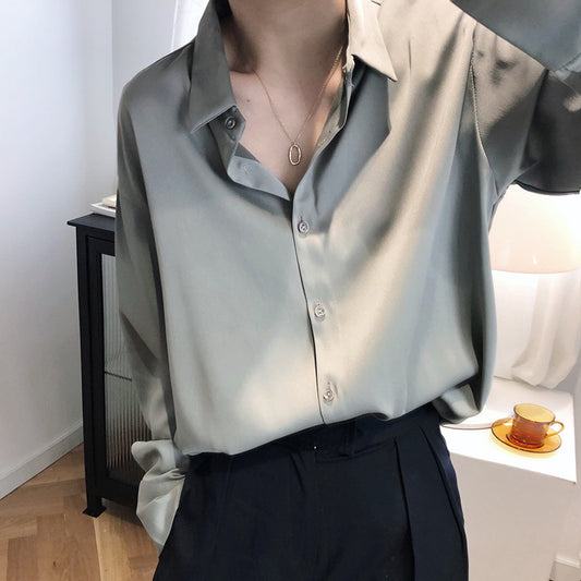 Elegant Satin Designed Women Long Sleeves Shirts