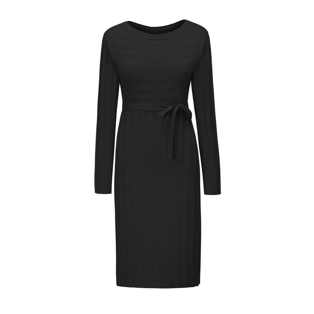 Women Knitting Pullover Lace Up Dresses for Winter-STYLEGOING