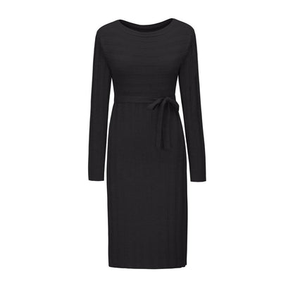 Women Knitting Pullover Lace Up Dresses for Winter-STYLEGOING