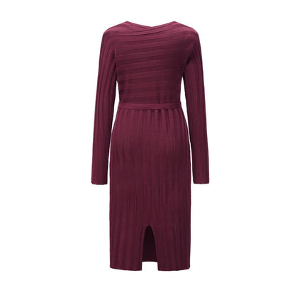 Women Knitting Pullover Lace Up Dresses for Winter-STYLEGOING