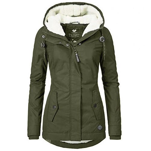 Casual Women Velvet Cotton Overcoat for Winter