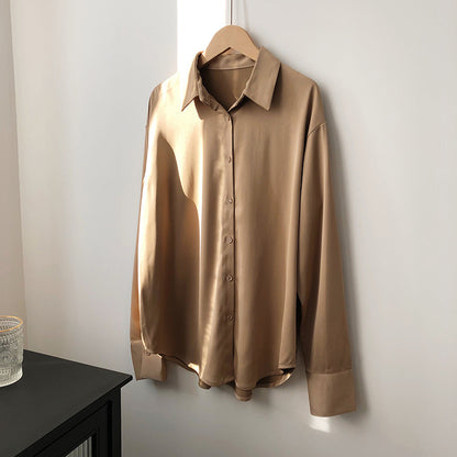 Elegant Satin Designed Women Long Sleeves Shirts
