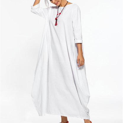 Plus Sizes Women Fall Long Cozy Dresses-STYLEGOING