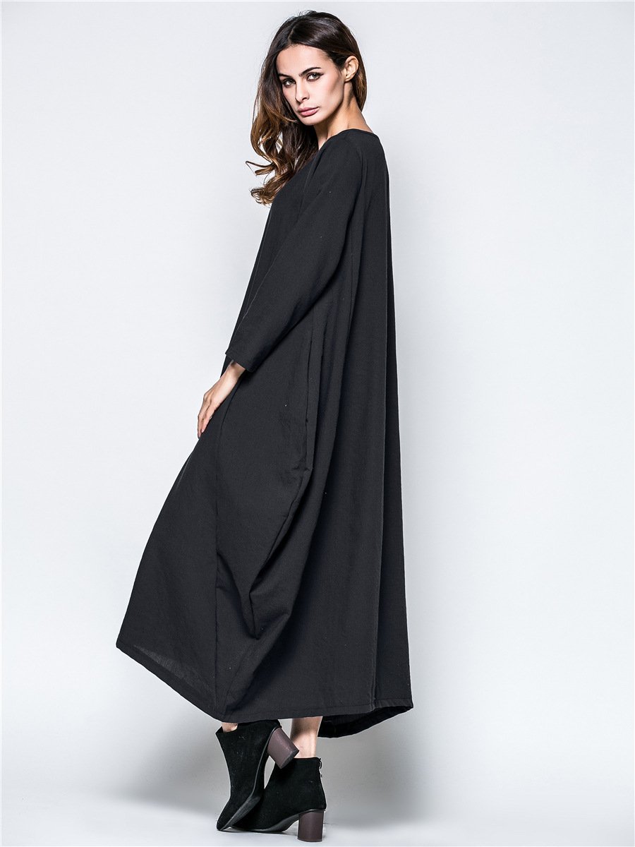 Plus Sizes Women Fall Long Cozy Dresses-STYLEGOING