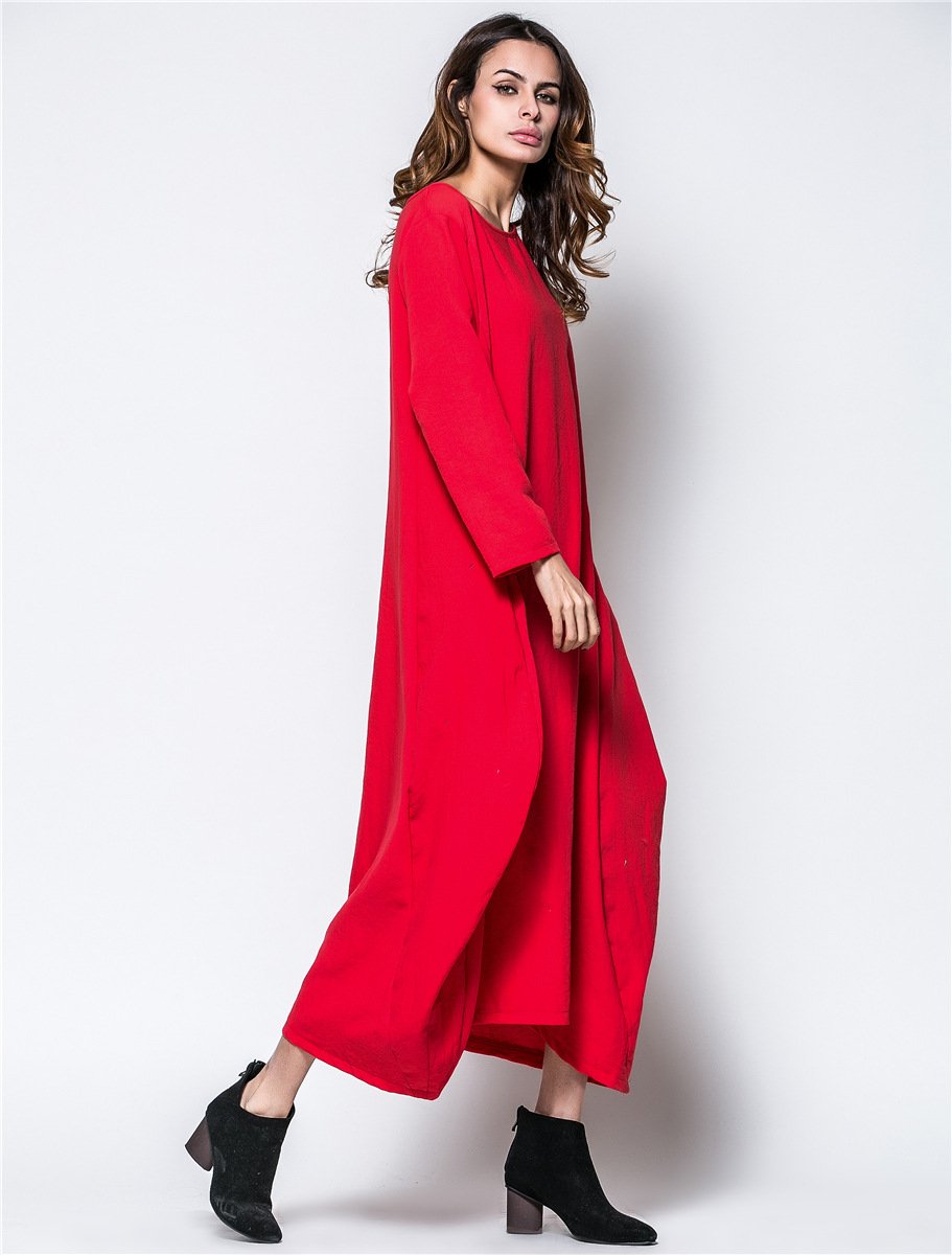 Plus Sizes Women Fall Long Cozy Dresses-STYLEGOING