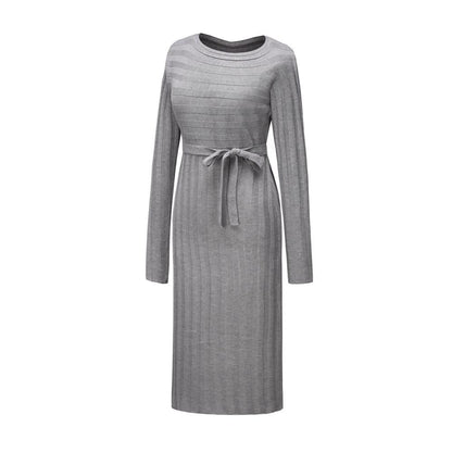 Women Knitting Pullover Lace Up Dresses for Winter-STYLEGOING